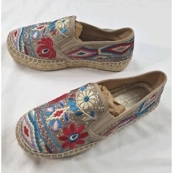 Johnny Was Floral Embroidered Platform Espadrilles‎ Shoes Size EU 39 US 8.5 - Picture 3 of 7